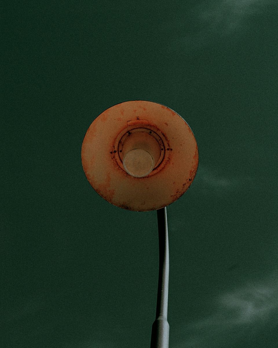 Abstract close-up photography print of an architectural detail resembling a flower or blossom on a factory wall, titled Factory Blossom.